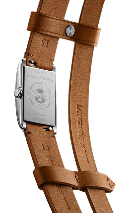Longines DolceVita x YVY Stainless Steel Silver Dial Brown Leather Strap Diamonds Quartz Womens Watch L5.255.0.71.B