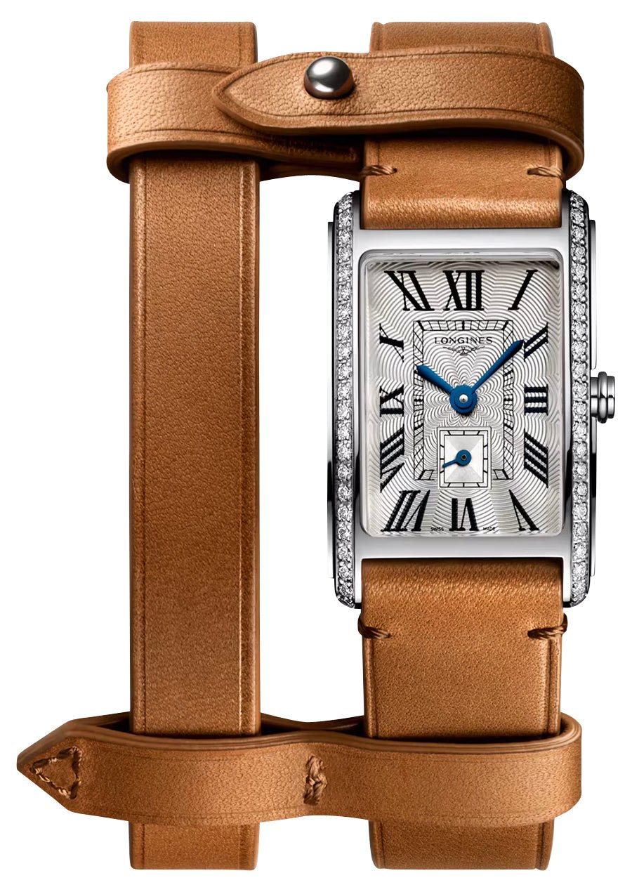 Longines DolceVita x YVY Stainless Steel Silver Dial Brown Leather Strap Diamonds Quartz Womens Watch L5.255.0.71.B