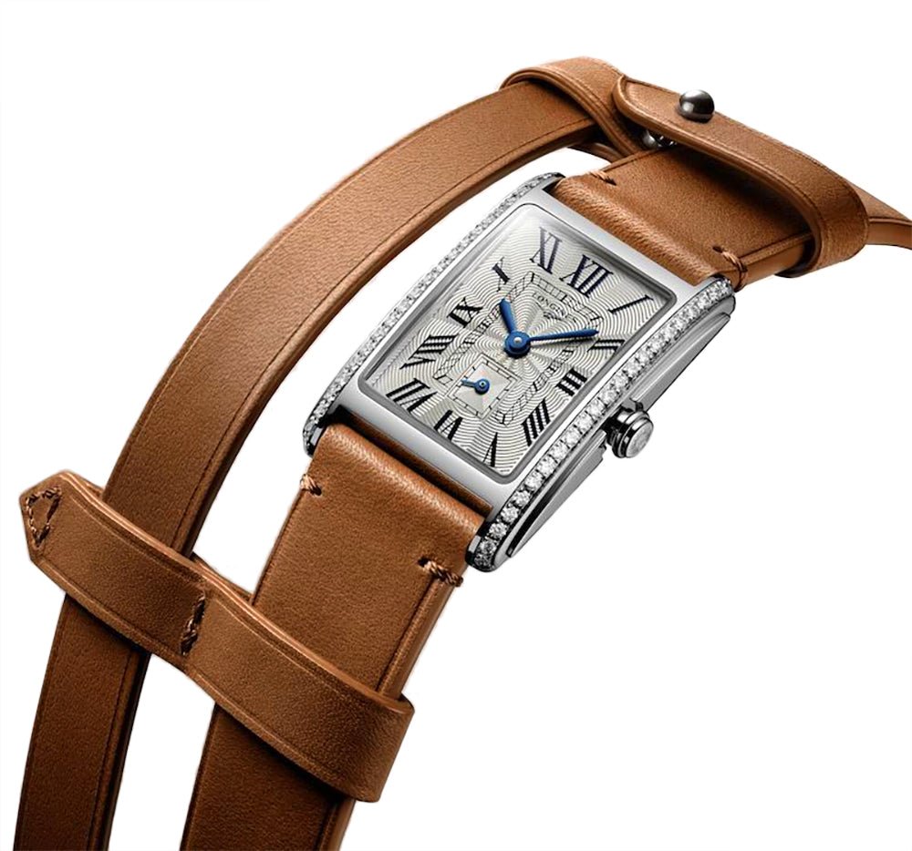 Longines DolceVita x YVY Stainless Steel Silver Dial Brown Leather Strap Diamonds Quartz Womens Watch L5.255.0.71.B