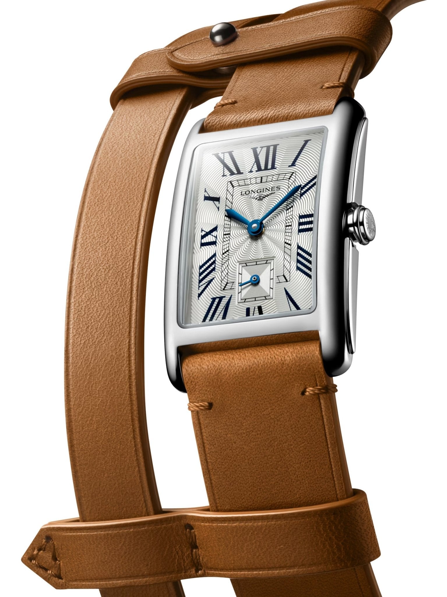 Longines DolceVita x YVY Stainless Steel Silver Dial Brown Leather Strap Quartz Womens Watch L5.512.4.71.B