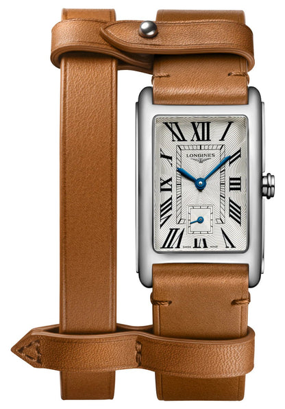 Longines DolceVita x YVY Stainless Steel Silver Dial Brown Leather Strap Quartz Womens Watch L5.512.4.71.B