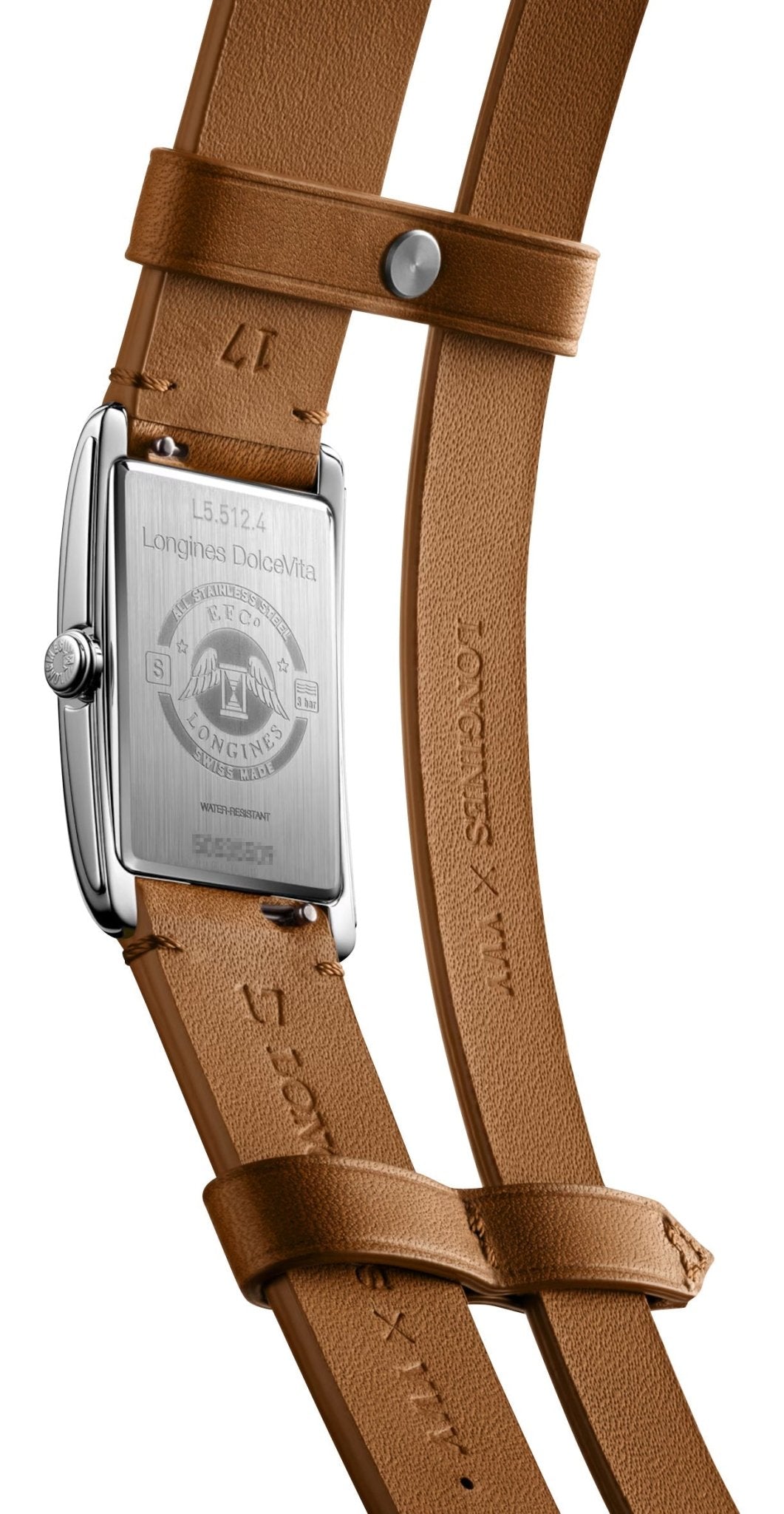 Longines DolceVita x YVY Stainless Steel Silver Dial Brown Leather Strap Quartz Womens Watch L5.512.4.71.B
