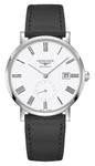 Longines Elegant Automatic Stainless Steel White Dial Black Leather Strap Date Unisex Watch L4.812.4.11.0