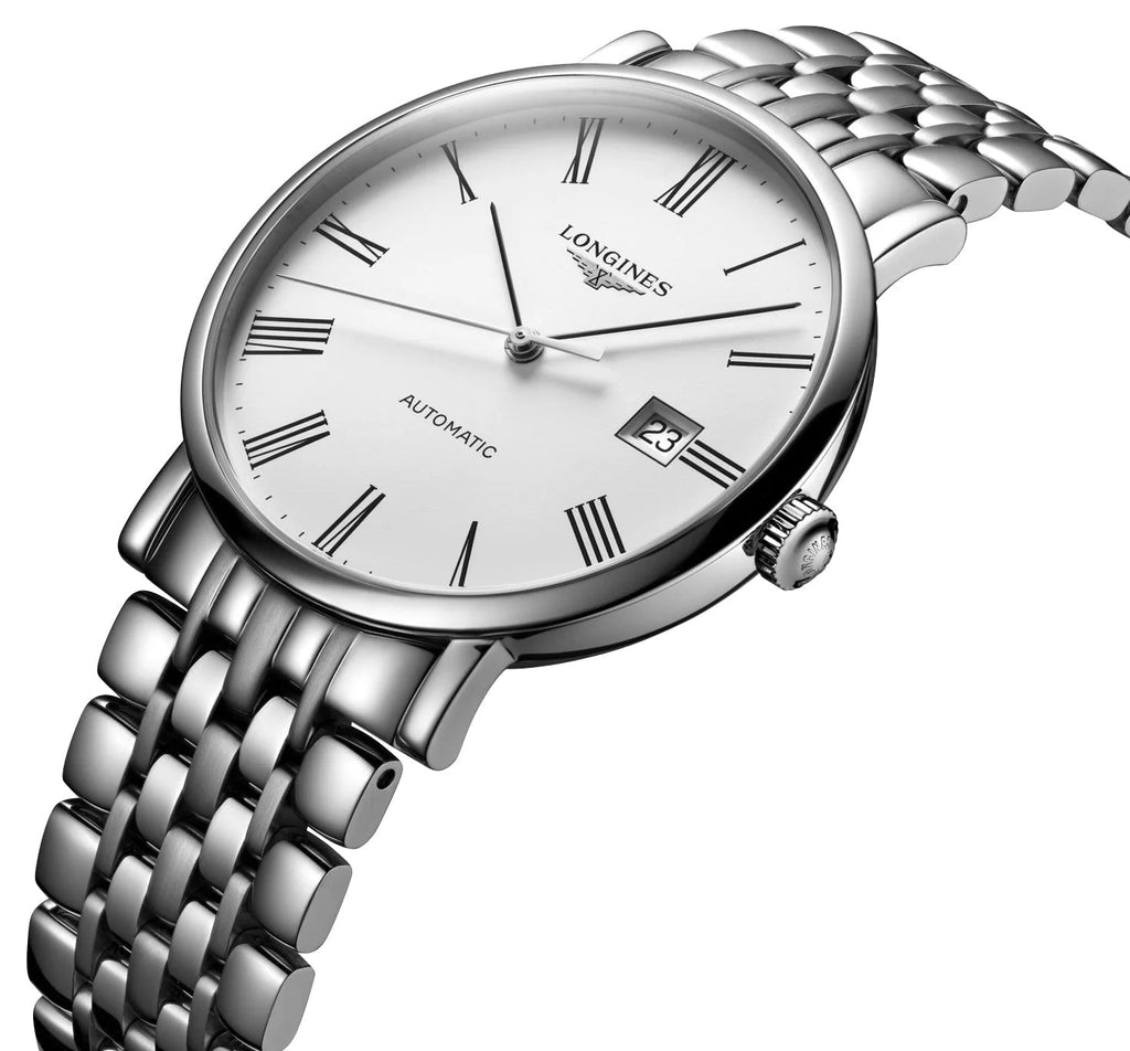 Longines Elegant Automatic Stainless Steel White Dial Date Mens Watch L4.910.4.11.6
