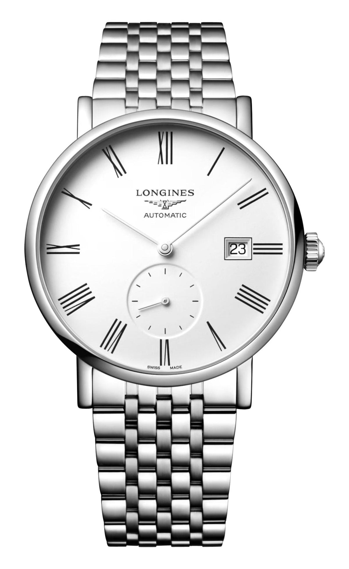 Longines Elegant Automatic Stainless Steel White Dial Date Unisex Watch L4.812.4.11.6