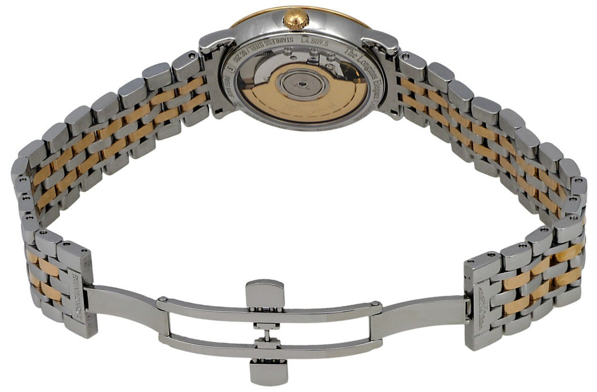 Longines Elegant Collection Automatic Steel & 18k Rose Gold Plated Mens Watch L4.809.5.11.7