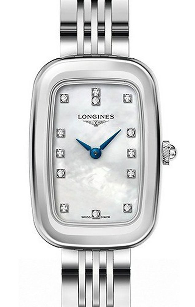 Longines Equestrian Stainless Steel Mother-Of-Pearl Dial Diamonds Quartz Womens Watch L6.140.4.87.6