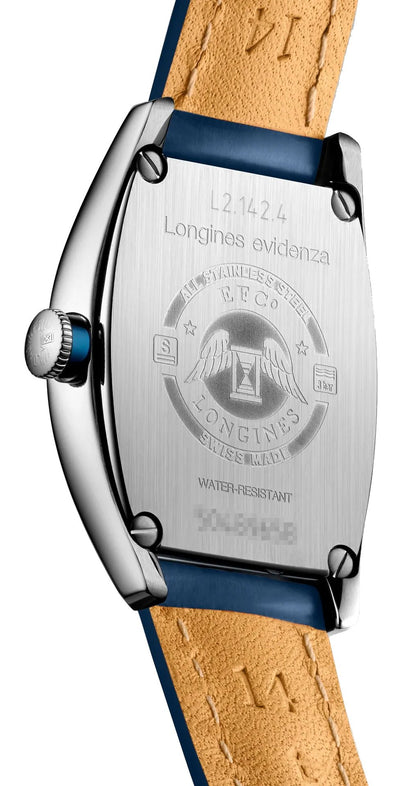 Longines Evidenza Automatic Stainless Steel Blue Dial Blue Leather Strap Date Womens Watch L2.142.4.96.2