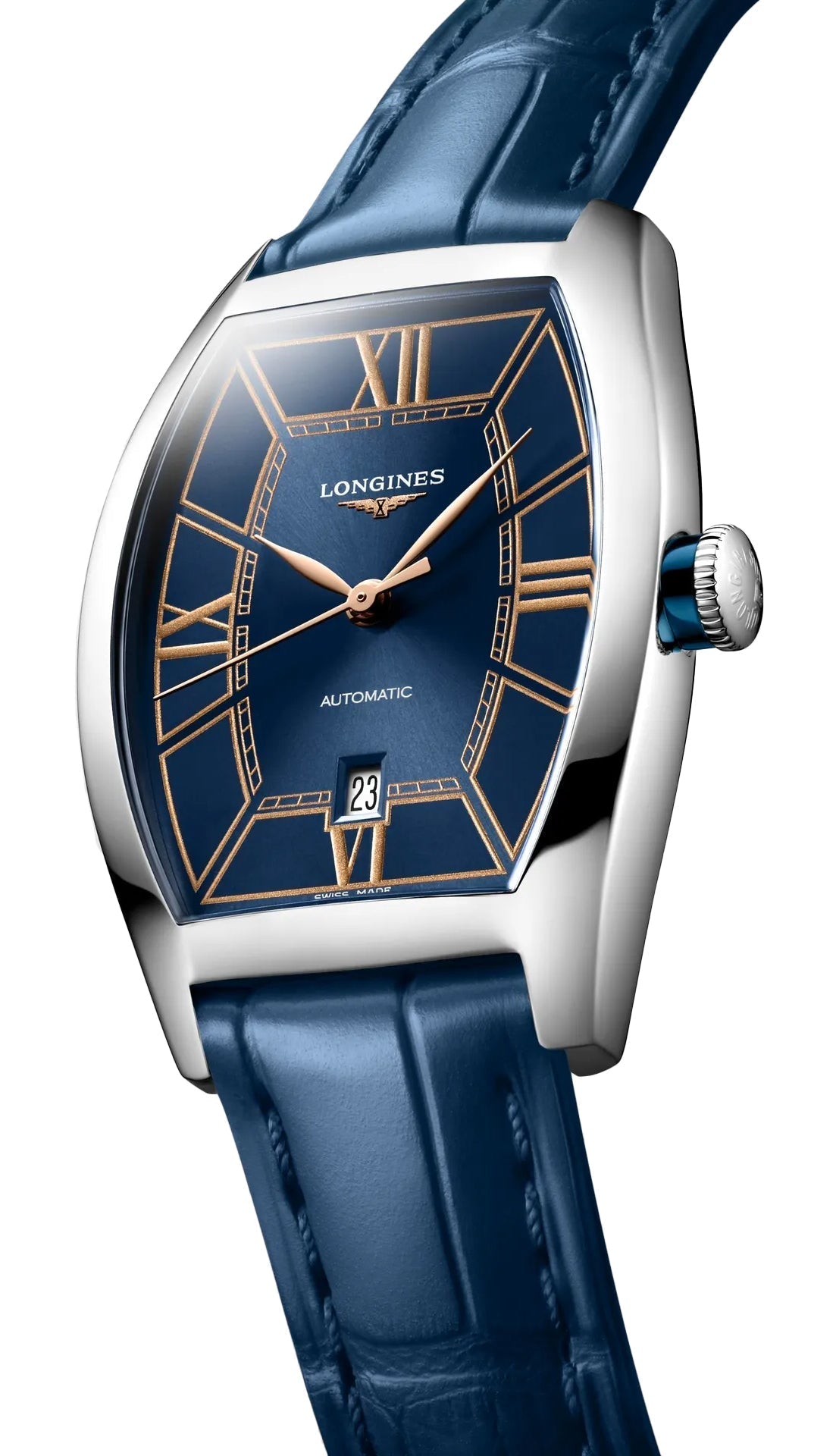 Longines Evidenza Automatic Stainless Steel Blue Dial Blue Leather Strap Date Womens Watch L2.142.4.96.2