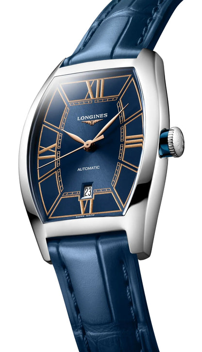 Longines Evidenza Automatic Stainless Steel Blue Dial Blue Leather Strap Date Womens Watch L2.142.4.96.2