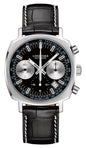 Longines Heritage 1973 Automatic Chronograph Stainless Steel Black Dial Black Leather Strap Date Mens Watch L2.791.4.52.0