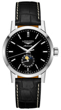 Longines Heritage Classic 1832 Automatic Stainless Steel Black Dial Black Leather Strap Date Moonphase Mens Watch L4.826.4.52.0