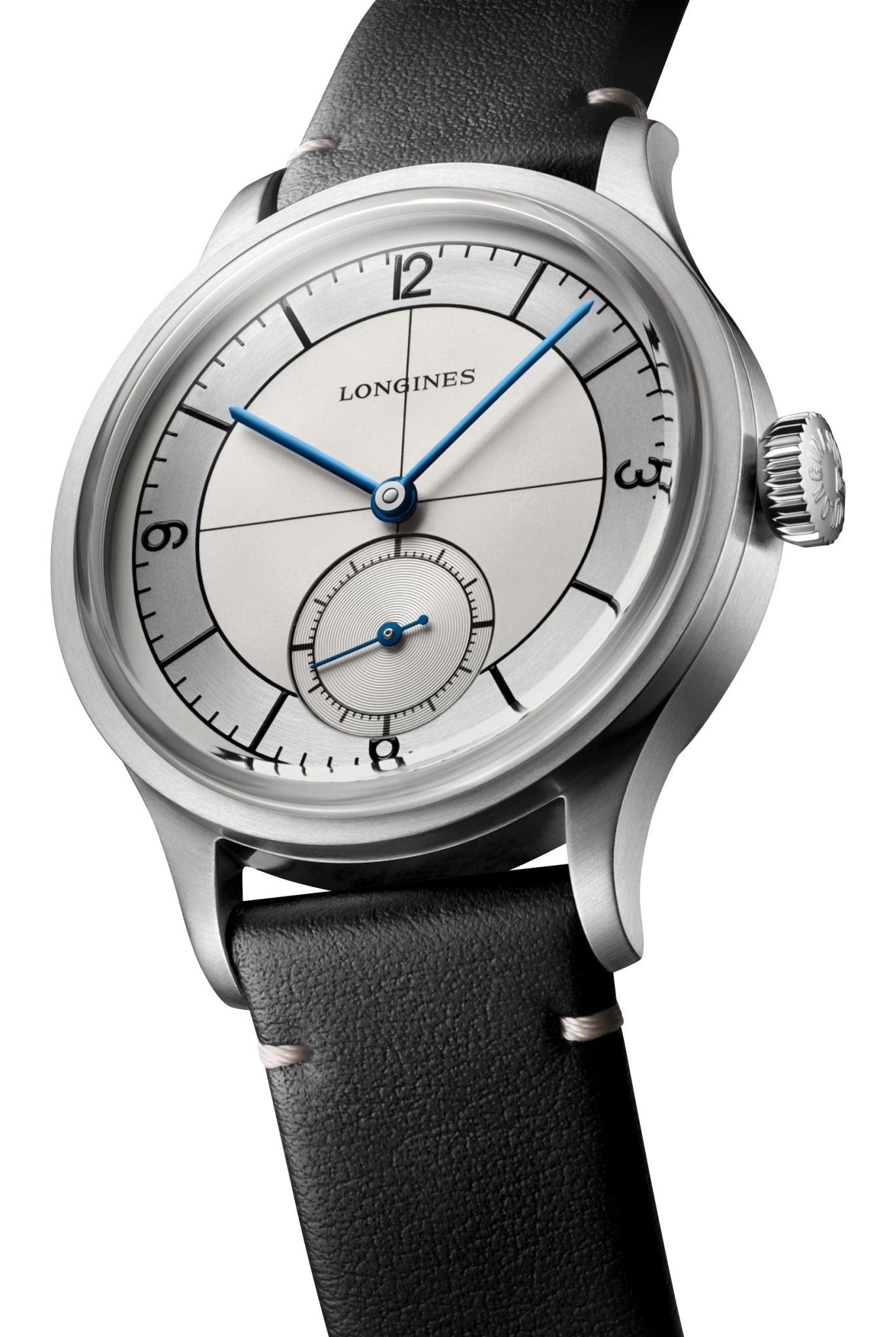 Longines Heritage Classic Automatic Stainless Steel Silver Dial Black/Blue Interchangeable Leather Strap Mens Watch L2.828.4.73.0