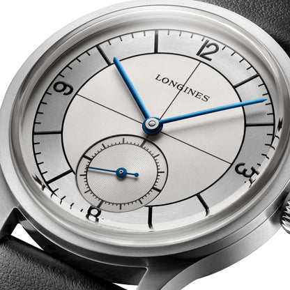 Longines Heritage Classic Automatic Stainless Steel Silver Dial Black/Blue Interchangeable Leather Strap Mens Watch L2.828.4.73.0