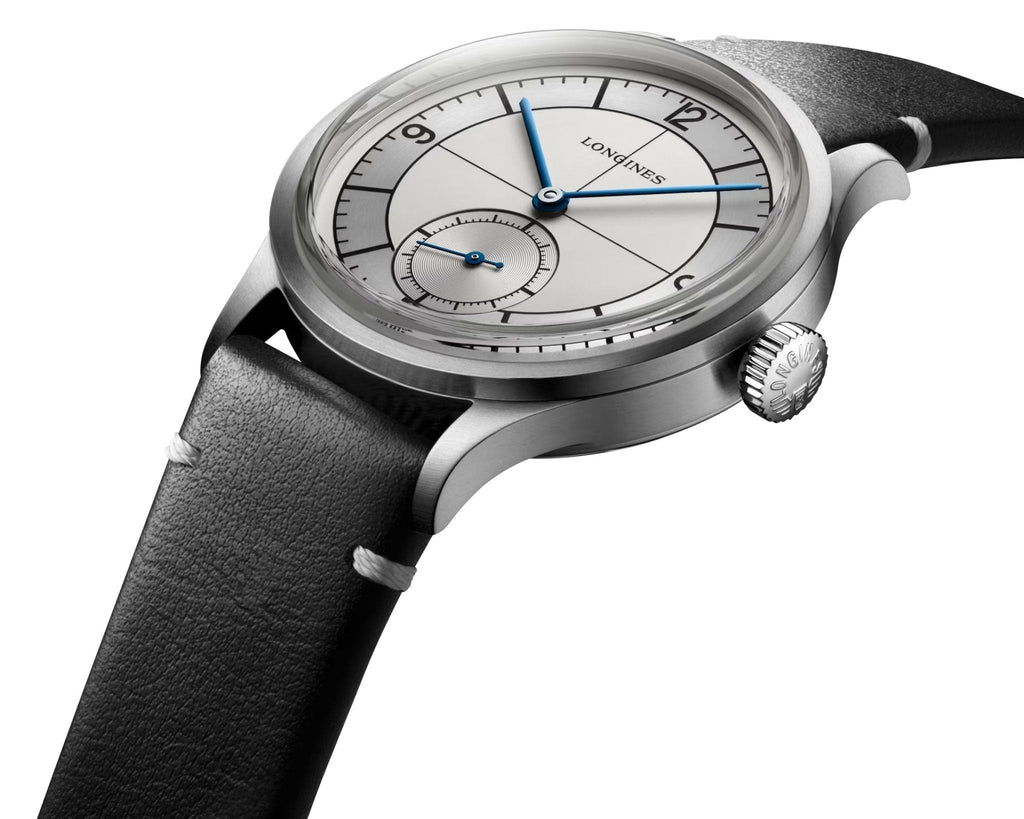 Longines Heritage Classic Automatic Stainless Steel Silver Dial Black/Blue Interchangeable Leather Strap Mens Watch L2.828.4.73.0