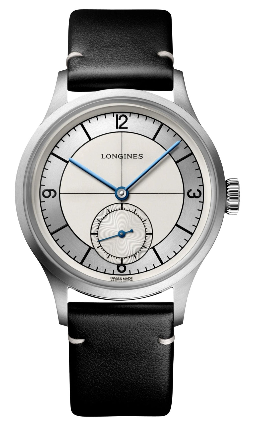 Longines Heritage Classic Automatic Stainless Steel Silver Dial Black/Blue Interchangeable Leather Strap Mens Watch L2.828.4.73.0