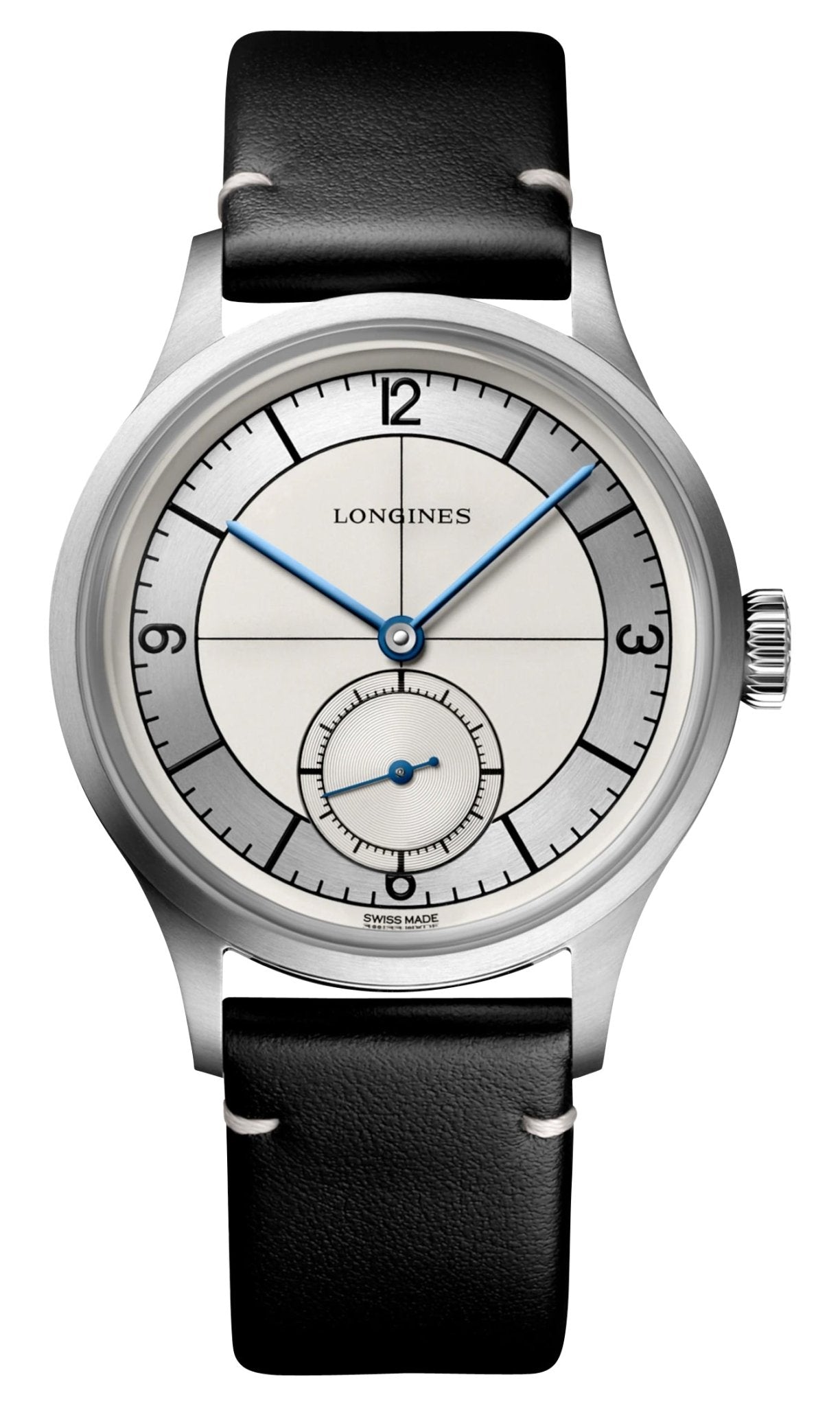 Longines Heritage Classic Automatic Stainless Steel Silver Dial Black/Blue Interchangeable Leather Strap Mens Watch L2.828.4.73.0