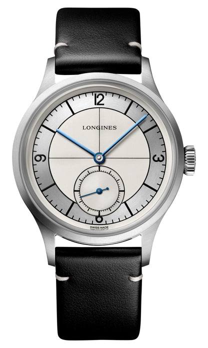Longines Heritage Classic Automatic Stainless Steel Silver Dial Black/Blue Interchangeable Leather Strap Mens Watch L2.828.4.73.0
