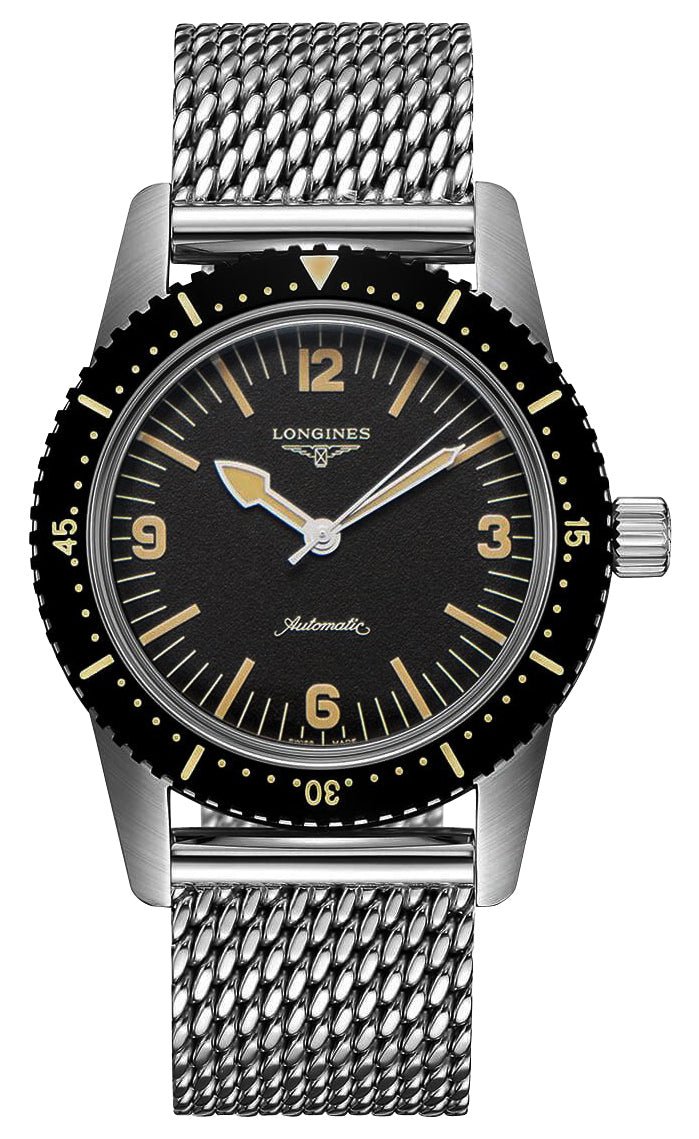 Longines Heritage Skin Diver Automatic Stainless Steel Black Dial Mens Watch L2.822.4.56.6
