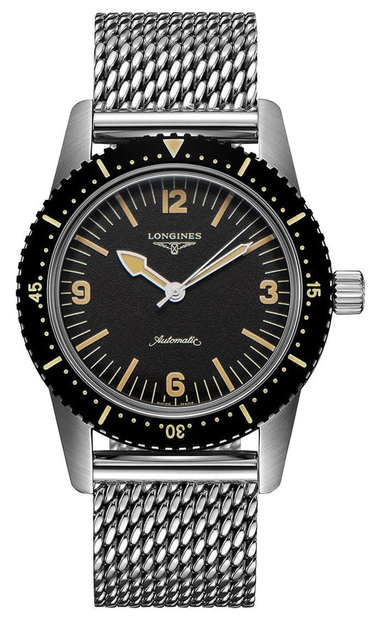 Longines Heritage Skin Diver Automatic Stainless Steel Black Dial Mens Watch L2.822.4.56.6