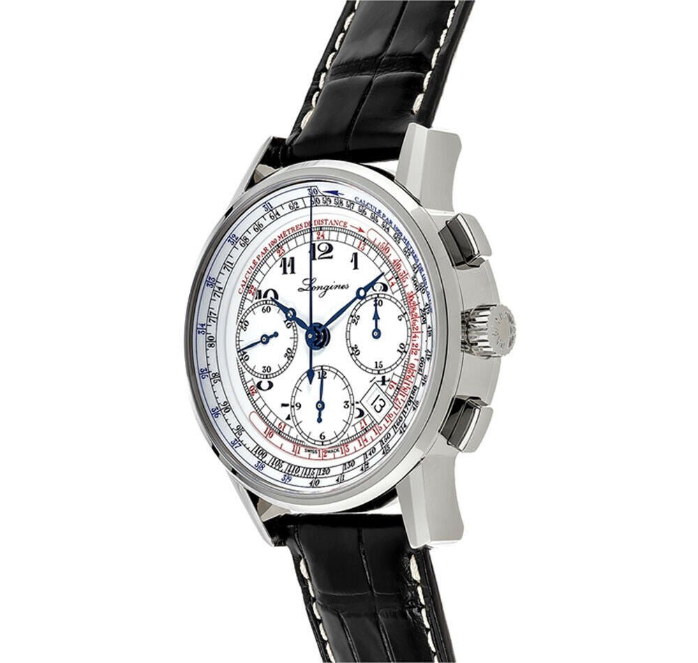 Longines Heritage Tachymeter Chronograph Automatic Steel Mens Strap Watch Date L2.781.4.13.2
