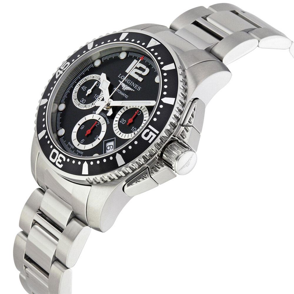 Longines HydroConquest Automatic Chronograph Stainless Steel Black Dial Date Divers Mens Watch L3.744.4.56.6
