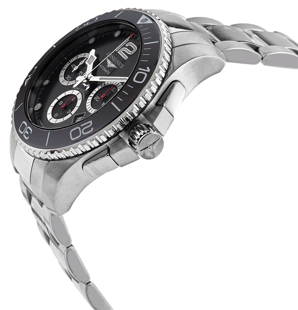 Longines HydroConquest Automatic Chronograph Stainless Steel Black Dial Date Divers Mens Watch L3.883.4.56.6