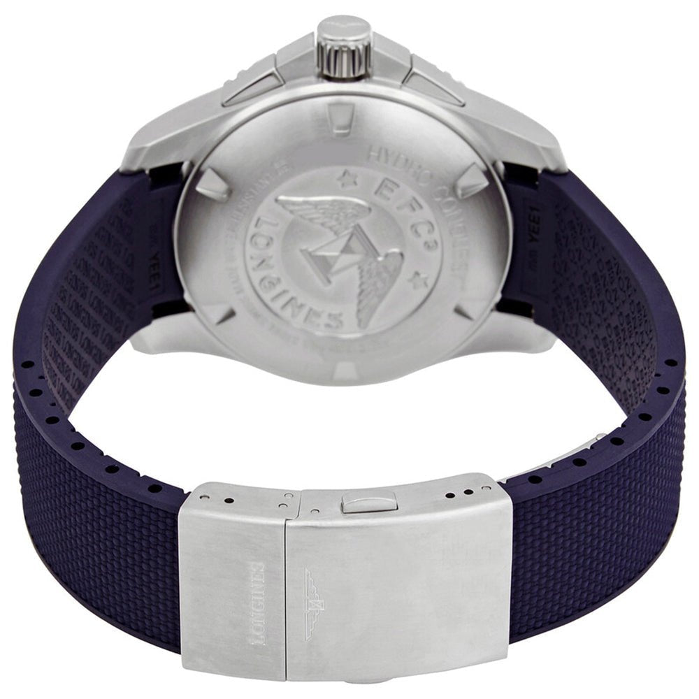 Longines HydroConquest Automatic Chronograph Stainless Steel Blue Dial Blue Rubber Strap Date Divers Mens Watch L3.883.4.96.9