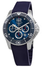 Longines HydroConquest Automatic Chronograph Stainless Steel Blue Dial Blue Rubber Strap Date Divers Mens Watch L3.883.4.96.9