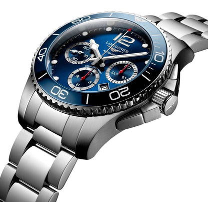 Longines HydroConquest Automatic Chronograph Stainless Steel Blue Dial Date Divers Mens Watch L3.783.4.96.6