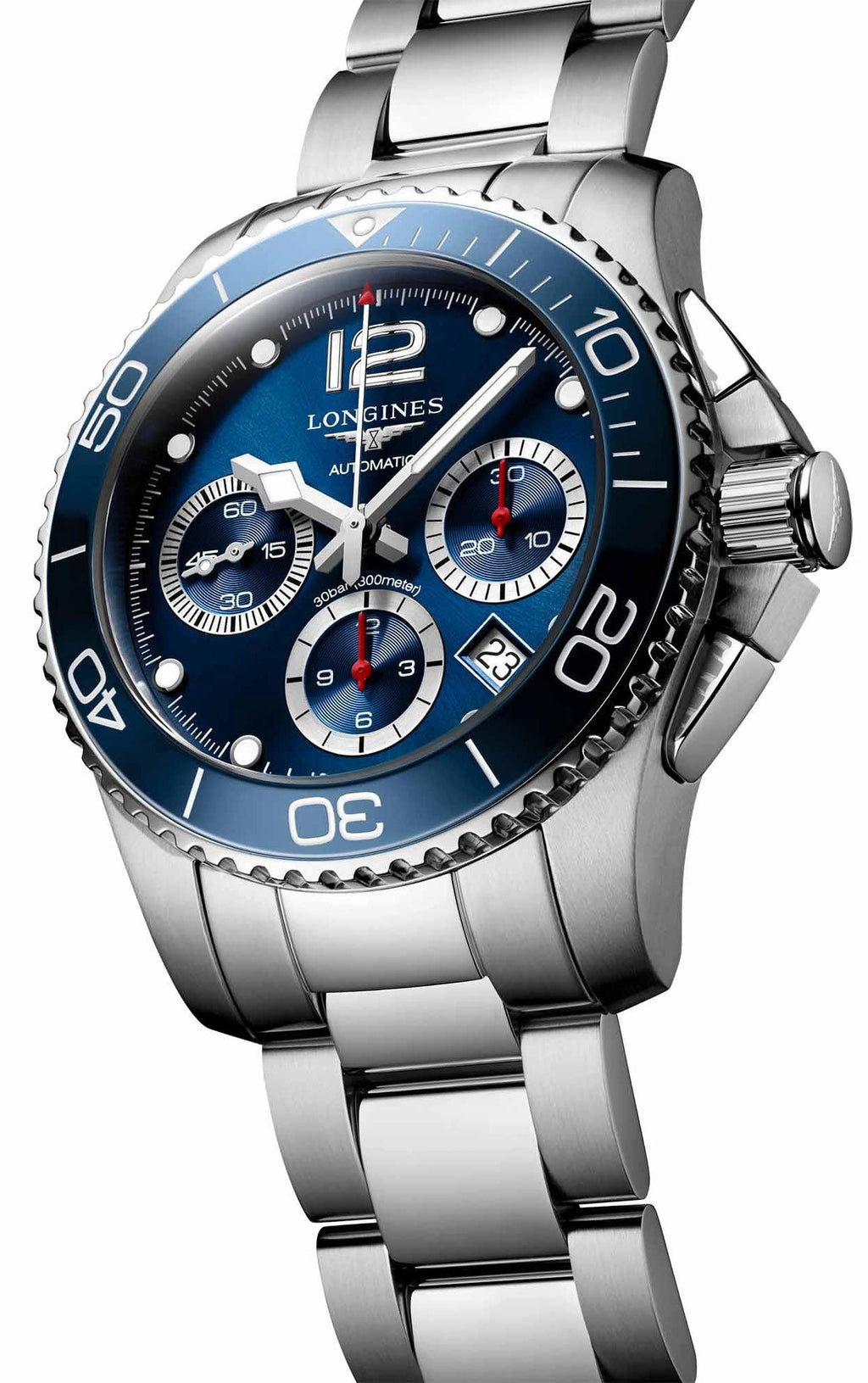 Longines HydroConquest Automatic Chronograph Stainless Steel Blue Dial Date Divers Mens Watch L3.783.4.96.6