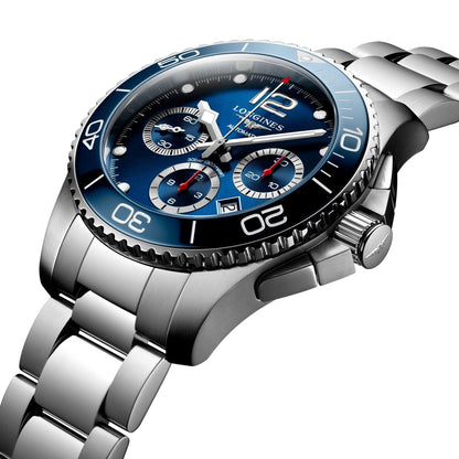 Longines HydroConquest Automatic Chronograph Stainless Steel Blue Dial Date Divers Mens Watch L3.883.4.96.6