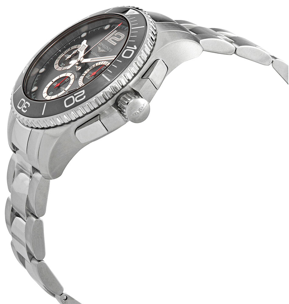 Longines HydroConquest Automatic Chronograph Stainless Steel Gray Dial Date Divers Mens Watch L3.883.4.76.6