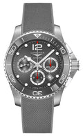 Longines HydroConquest Automatic Chronograph Stainless Steel Gray Dial Gray Rubber Strap Date Divers Mens Watch L3.883.4.76.9