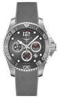 Longines HydroConquest Automatic Chronograph Stainless Steel Gray Dial Gray Rubber Strap Date Divers Mens Watch L3.883.4.76.9