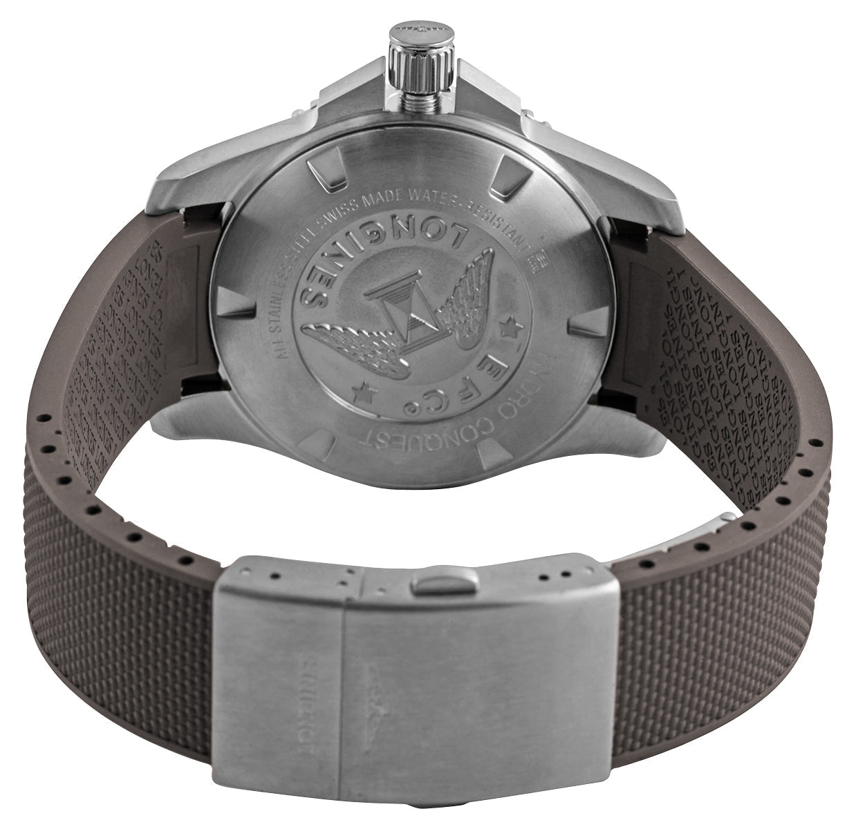 Longines HydroConquest Automatic Stainless Steel Gray Dial Gray Rubber Strap Date Divers Mens Watch L3.782.4.76.9