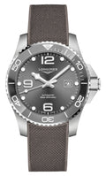 Longines HydroConquest Automatic Stainless Steel Gray Dial Gray Rubber Strap Date Divers Mens Watch L3.782.4.76.9