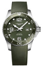 Longines HydroConquest Automatic Stainless Steel Green Dial Green Rubber Strap Date Divers Mens Watch L3.782.4.06.9