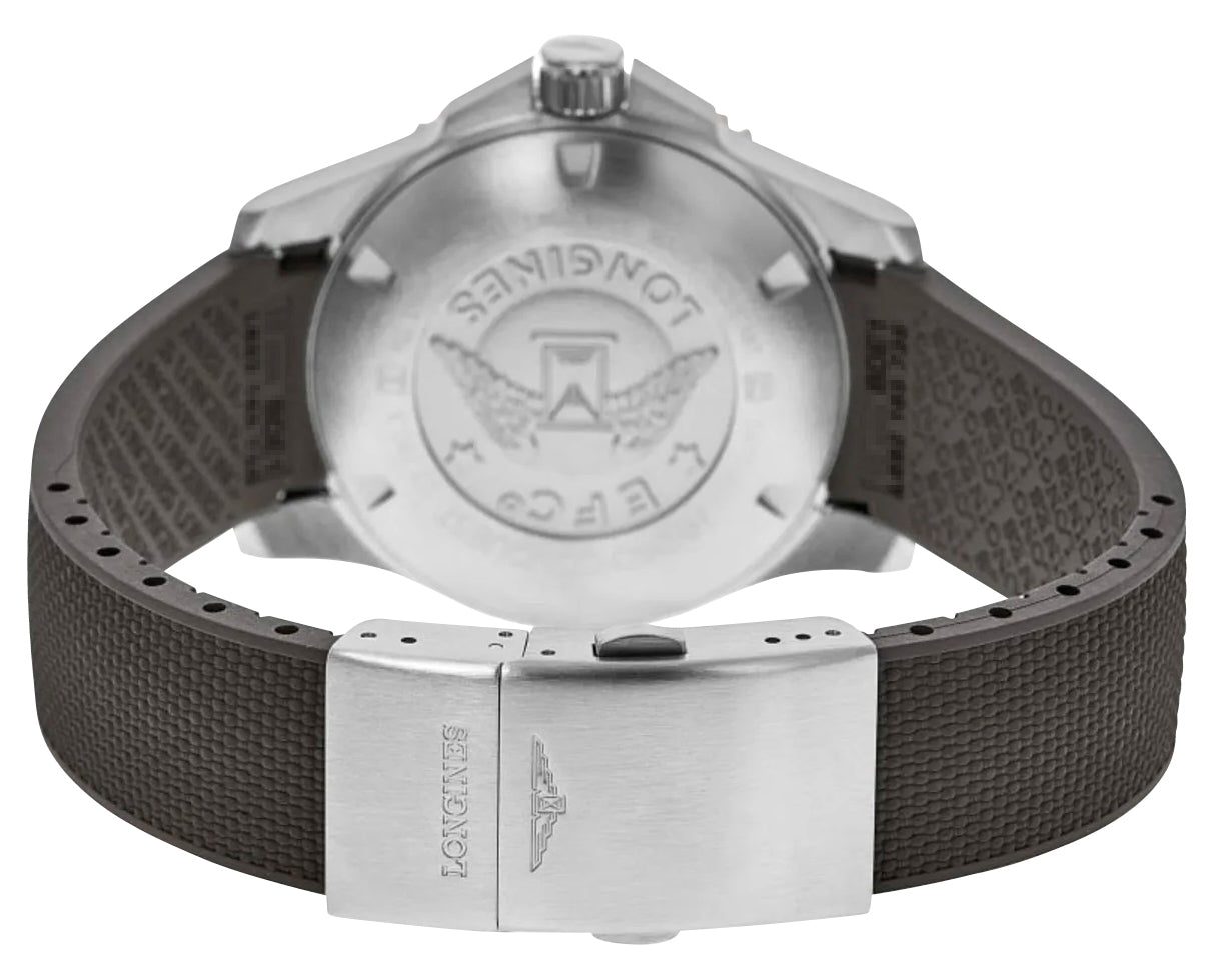 Longines HydroConquest Automatic Stainless Steel & Rose Gold PVD Gray Dial Gray Rubber Strap Date Divers Mens Watch L3.780.3.78.9