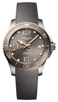 Longines HydroConquest Automatic Stainless Steel & Rose Gold PVD Gray Dial Gray Rubber Strap Date Divers Mens Watch L3.780.3.78.9