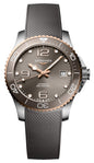 Longines HydroConquest Automatic Stainless Steel & Rose Gold PVD Gray Dial Gray Rubber Strap Date Divers Mens Watch L3.780.3.78.9