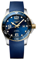Longines HydroConquest Automatic Stainless Steel & Yellow Gold PVD Blue Dial Blue Rubber Strap Date Divers Mens Watch L3.782.3.96.9