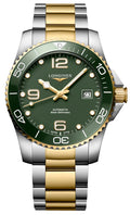 Longines HydroConquest Automatic Stainless Steel & Yellow Gold PVD Green Dial Date Divers Mens Watch L3.781.3.06.7