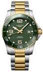 Longines HydroConquest Automatic Stainless Steel & Yellow Gold PVD Green Dial Date Divers Mens Watch L3.781.3.06.7