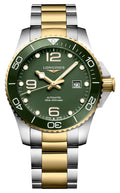 Longines HydroConquest Automatic Stainless Steel & Yellow Gold PVD Green Dial Date Divers Mens Watch L3.782.3.06.7