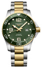 Longines HydroConquest Automatic Stainless Steel & Yellow Gold PVD Green Dial Date Divers Mens Watch L3.782.3.06.7