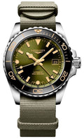 Longines HydroConquest GMT Automatic Stainless Steel Green Dial Green Nylon NATO Strap Date Divers Mens Watch L3.790.4.06.2