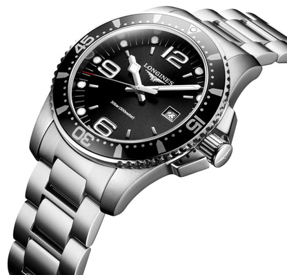 Longines HydroConquest Stainless Steel Black Dial Date Divers Quartz Mens Watch L3.840.4.56.6