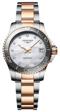 Longines HydroConquest Stainless Steel & Rose Gold PVD Mother-Of-Pearl Dial Diamonds Date Divers Quartz Womens Watch L3.370.3.89.6