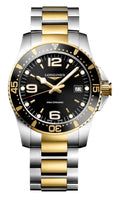 Longines HydroConquest Two-Tone Stainless Steel Black Dial Date Divers Quartz Mens Watch L3.740.3.56.7
